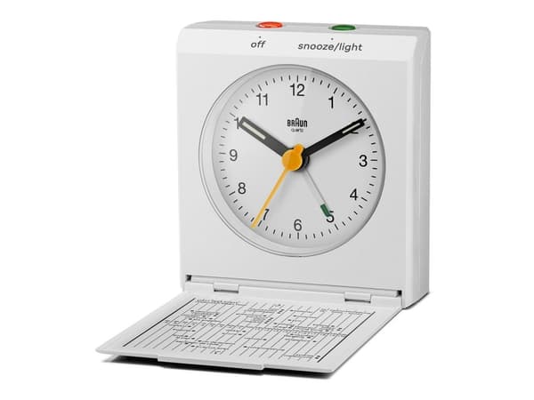 Braun BC05W, Bord, Analog klocka, Rektangel, Vit, Klassisk, Batteri
