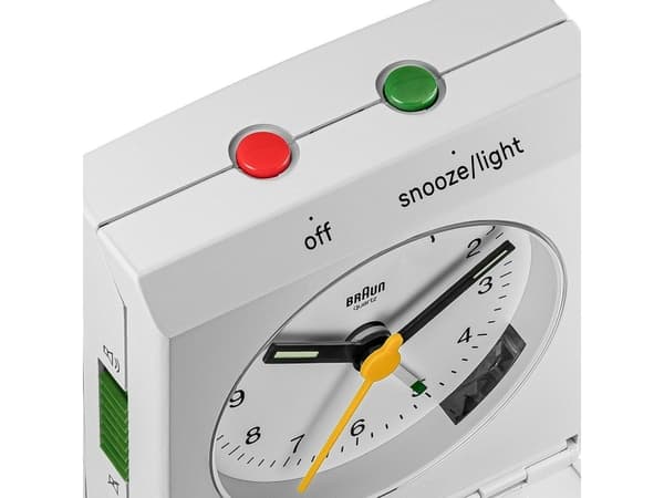 Braun BC05W, Bord, Analog klocka, Rektangel, Vit, Klassisk, Batteri