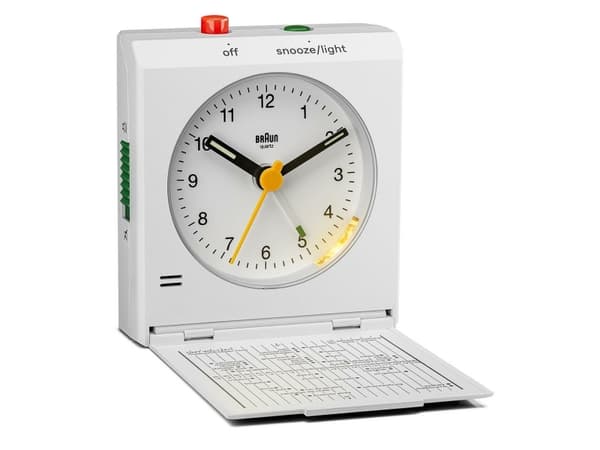 Braun BC05W, Bord, Analog klocka, Rektangel, Vit, Klassisk, Batteri