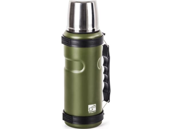 G21 60022404 thermos for drinking, 1000 ml, khaki green with handle