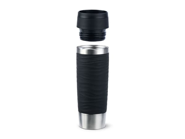 emsa Eristetty muki TRAVEL MUG Wave, 0,5 L., musta korkealaatuinen, tyhjiöeristetty ruostumaton teräsrunko, huuhteltava - 1 kpl (N20225)