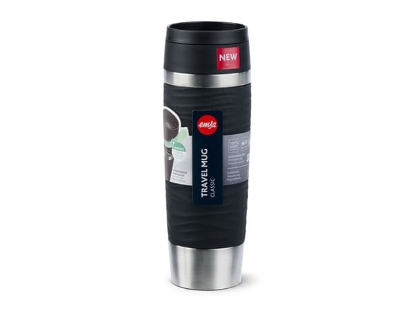 emsa Eristetty muki TRAVEL MUG Wave, 0,5 L., musta korkealaatuinen, tyhjiöeristetty ruostumaton teräsrunko, huuhteltava - 1 kpl (N20225)