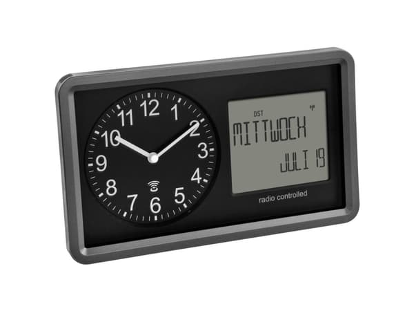 TFA Dostmann 60.3552.01 Radio Trådløst ur 254 mm x 44 mm x 152 mm Sort