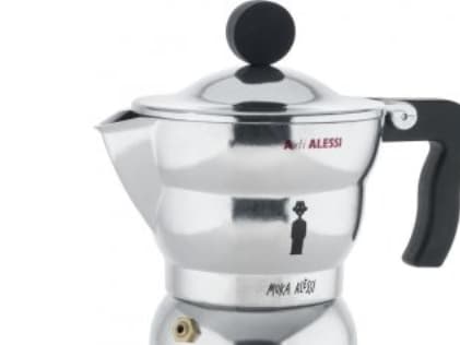Alessi Moka, Moka-kannu, Alumiini, Alumiini, 96 mm, 164 mm
