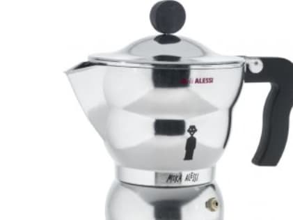 Alessi Moka, Moka-kannu, Alumiini, Alumiini, 104 mm, 206 mm
