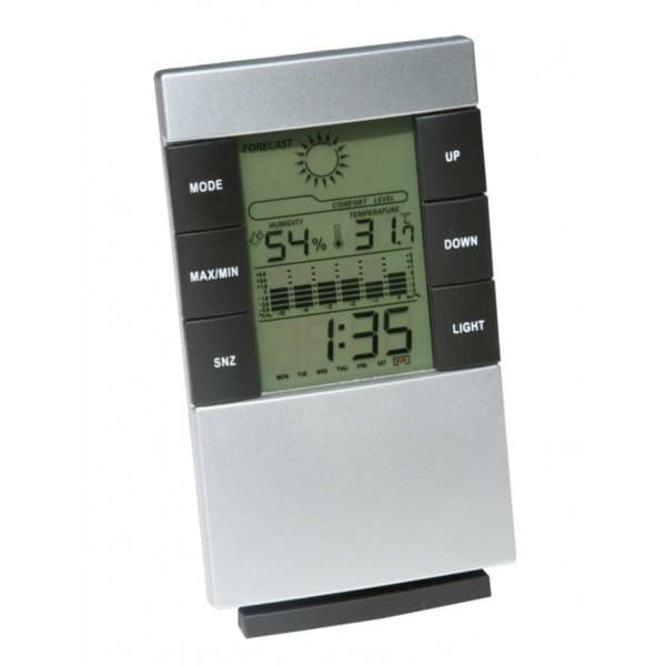 MULTIFUNKTIONELT TERMOMETER / HYGROMETER MED UR OG KALENDER