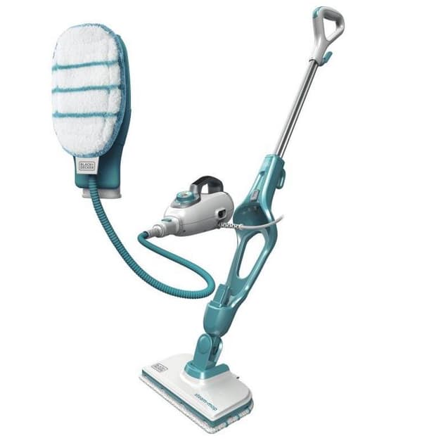 BLACK+DECKER DAMPMOPPE 9i1 1300W + HANDSKE Turkis, Hvid