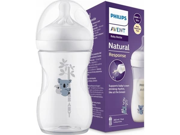 Philips AVENT Natural Response SCY903/67 Bottle 260ml, flow 3 teat, koala deco, 1 piece