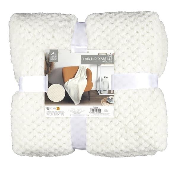 Honeycomb tæppe/plaid, creme, 120x150cm