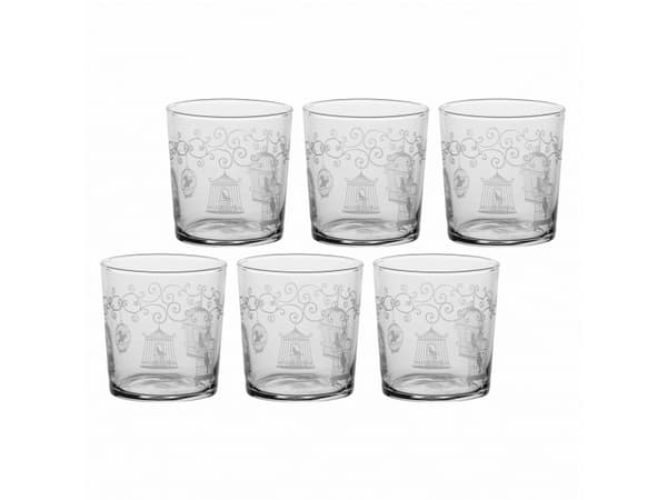 La Porcellana Bianca Rinkinys 6 glass med tykk bunn Babila voliere - Permatomas, 350 ml