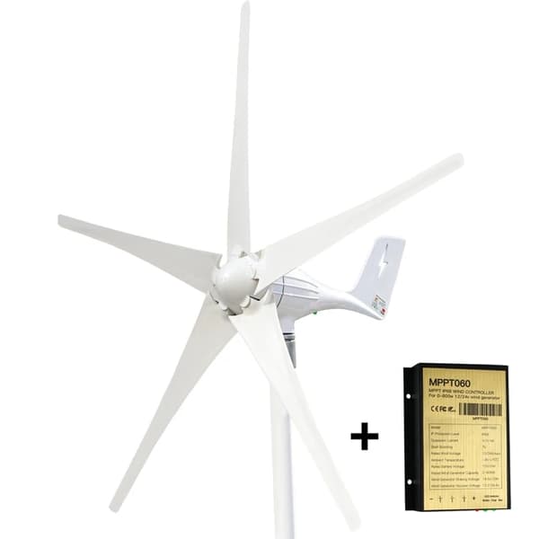 Vindmølle Generator Kit, 600W Effektudgang, Gratis MPPT Controller, 24V, 5 vindblade, 600W
