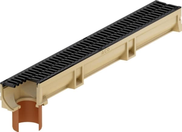 ACO Euroline gutter with cast iron grate, with PVC pipe DN110, 1 m