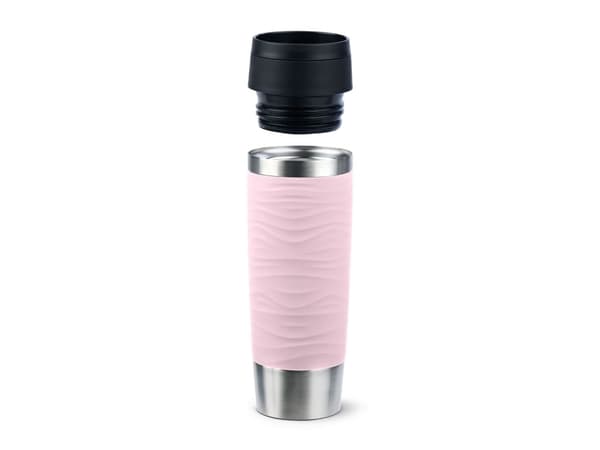 emsa vakuumimuki TRAVEL MUG Wave, 0,5 L., pastellivaaleanpunainen korkealaatuinen, tyhjiöeristetty ruostumattomasta teräksestä valmistettu runko, huu