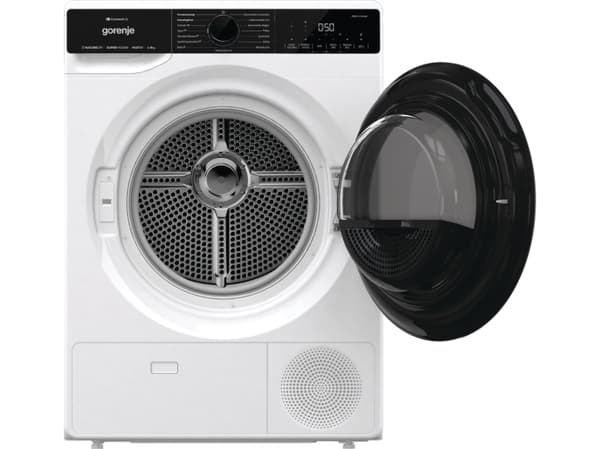 Gorenje DPNA93W, Frittstående, Frontmatet, Varme pumpe, Hvit, Rotasjon, Riktig/Høyre