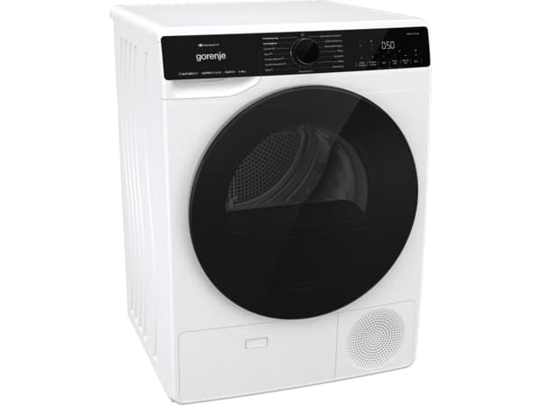 Gorenje DPNA93W, Frittstående, Frontmatet, Varme pumpe, Hvit, Rotasjon, Riktig/Høyre