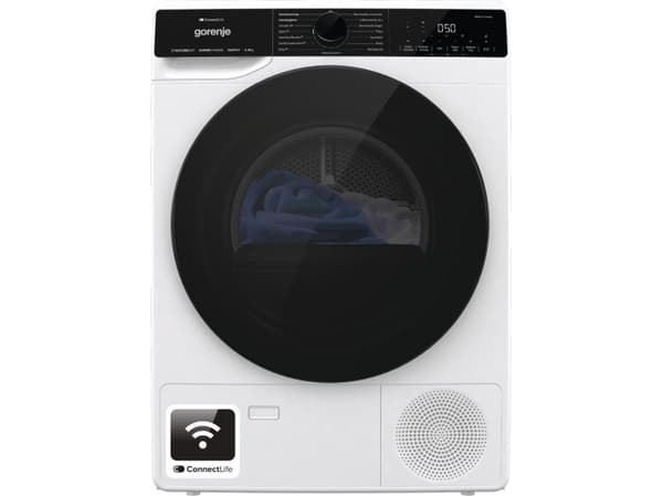 Gorenje DPNA93W, Frittstående, Frontmatet, Varme pumpe, Hvit, Rotasjon, Riktig/Høyre Hvit