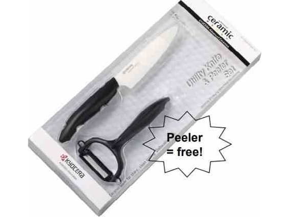 KYOCERA FK-110WHCP10NBK, Grønnsakskniv, 11 cm, Keramisk, 2 stykker