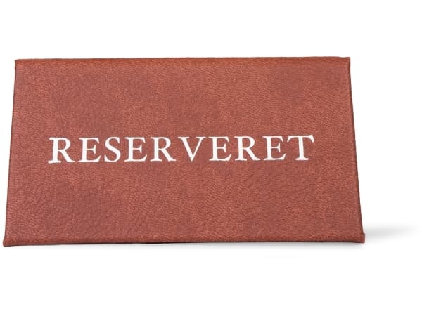 Classic RESERVERET (DK) bordskilt, brunt