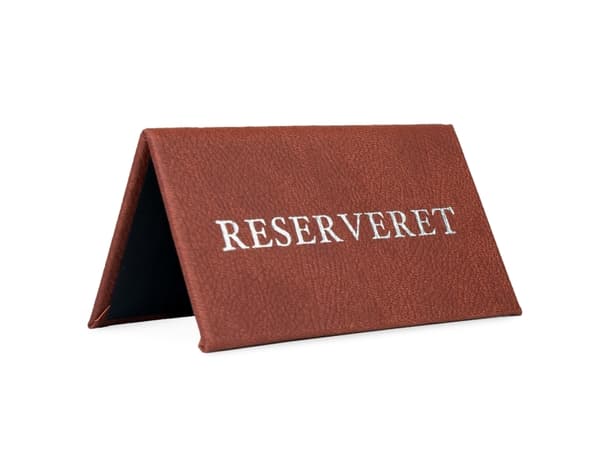 Classic RESERVERET (DK) bordskilt, brunt
