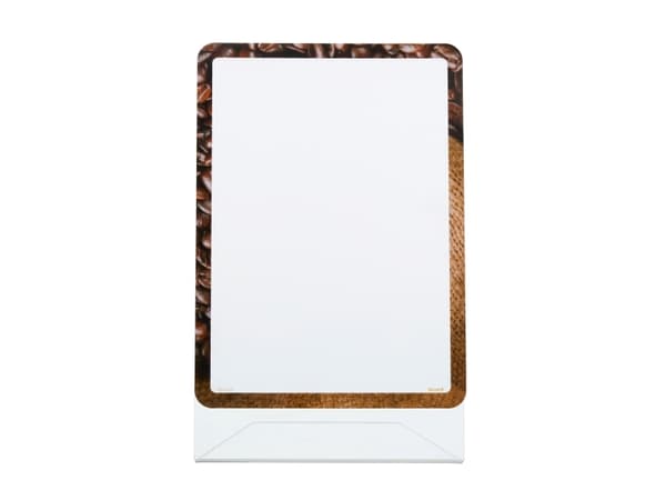 Securit® A4 L-borddisplay med magnetisk ramme "Coffee"