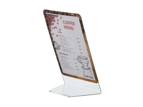 Securit® A4 L-borddisplay med magnetisk ramme "Coffee"