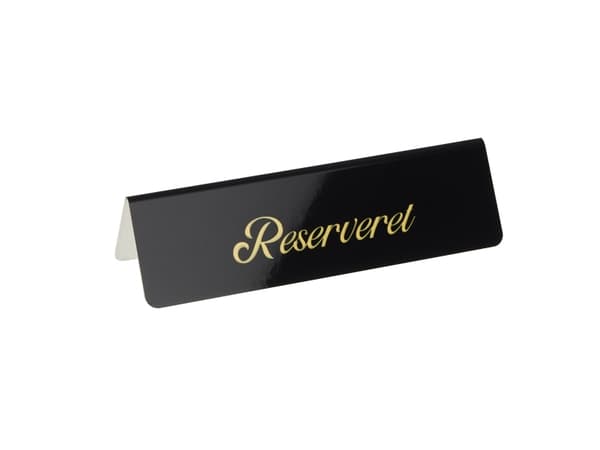 RESERVERET bordskilt (DK) 5 stk. aluminium, sort
