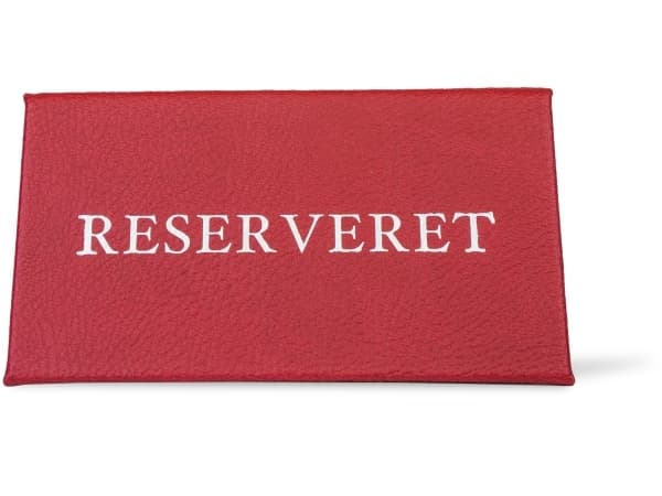Classic RESERVERET (DK) bordskilt, rødt