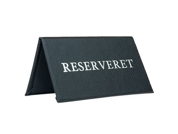 Classic RESERVERET (DK) bordskilt, sort