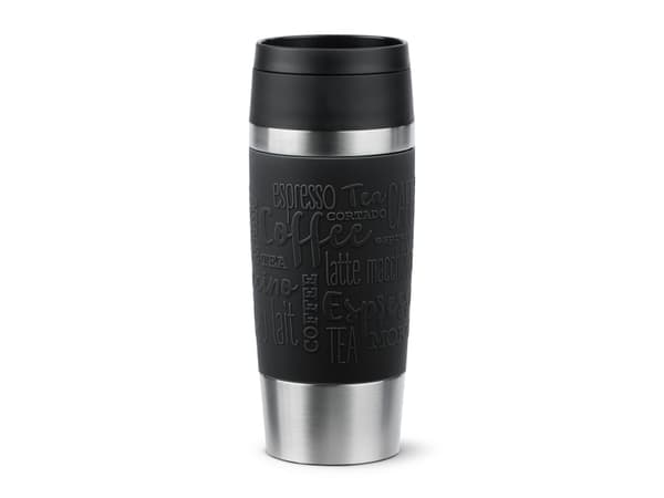 emsa Eristetty muki TRAVEL MUG Classic, 0,36 L., musta korkealaatuinen, tyhjiöeristetty ruostumaton teräsrunko, huuhteltava - 1 kpl (N20202)