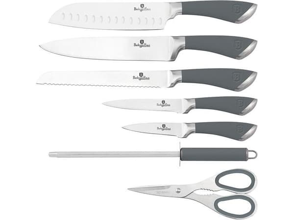 Berlinger Haus 8-delte kniver i rustfritt stål på stativ, grå, Infinity - BH/2046