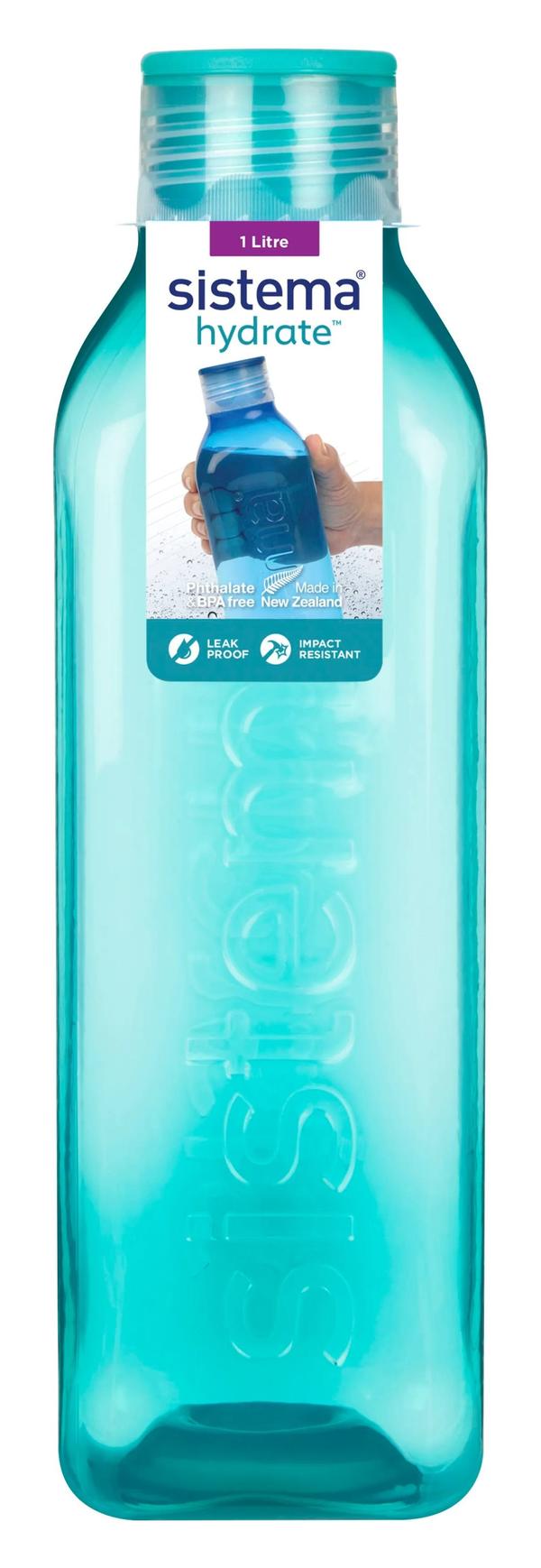 Sistema - Large Square Bottle 1l - Minty teal