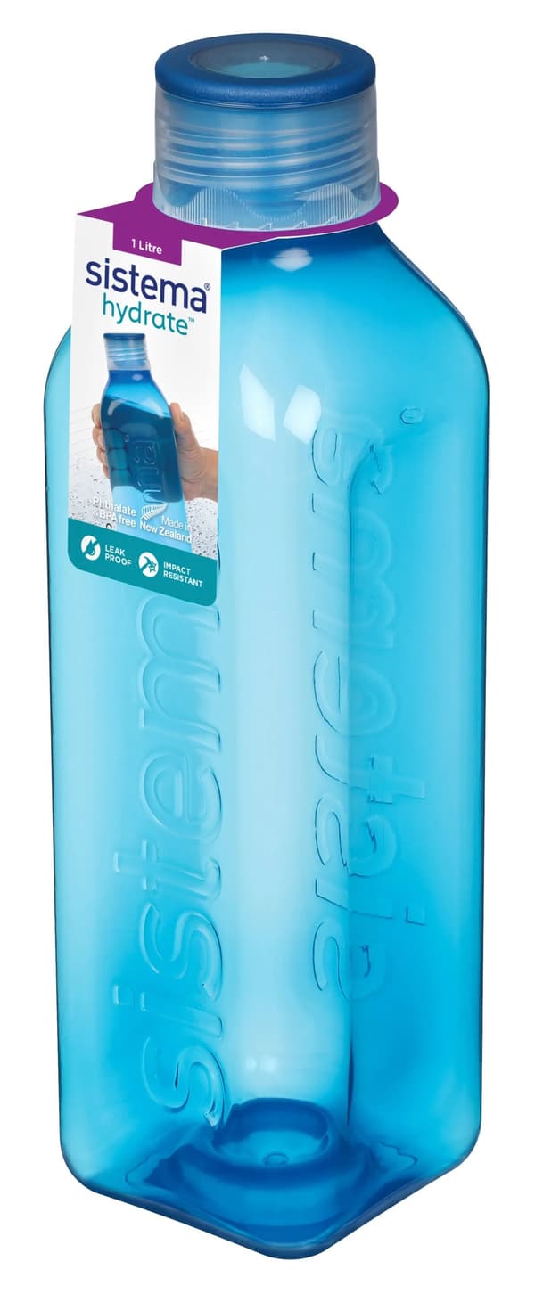 Sistema - Large Square Bottle 1l - Ocean blue