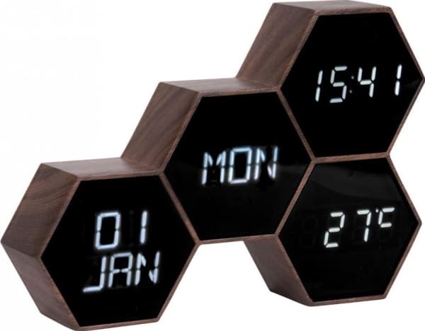 Karlsson klokkeradio Vekkerklokke med display KARLSSON Six in the Mix KA5805BK (brun farge)