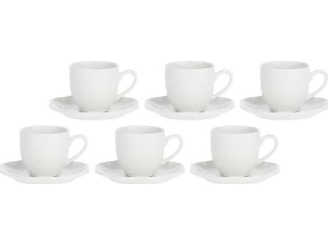 La Porcellana Bianca 6 kahvikupin ja lautasen setti Villadeifiori - Valkoinen, 85 ml