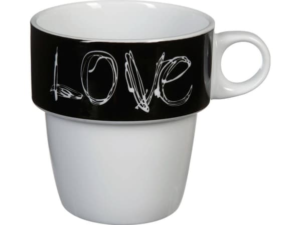 Art-Pol 6 porslinsmuggar på stativ, kaffemuggar, muggset, porslinsmuggar, svarta muggar, muggar på stativ