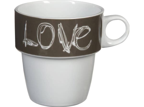 Art-Pol 6 porslinsmuggar på stativ, kaffemuggar, muggset, porslinsmuggar, svarta muggar, muggar på stativ