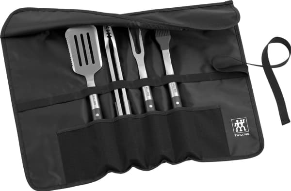 ZWILLING BBQ+ BBQ set med 4 redskap och väska. Pensel, stekspade, tång & gaffel i 18/10 RF