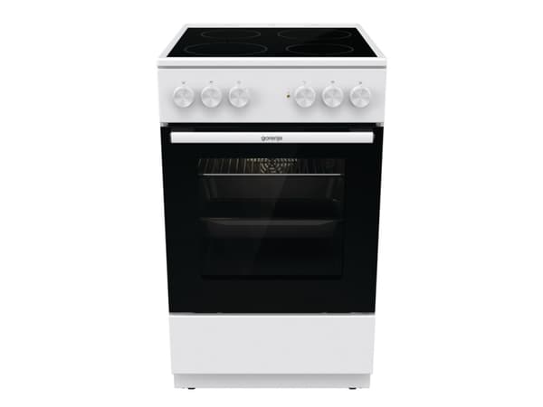 Gorenje GEC5A41WG, Vapaasti seisova liesi, Valkoinen, Rotaatio, Valkoinen, Ruostumaton teräs, Terästä