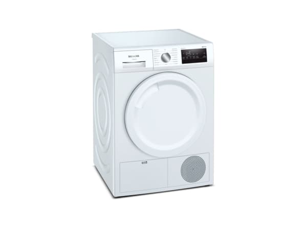 Siemens iQ300 WT43HV93, Frittstående, Frontmatet, Varme pumpe, Hvit, Rotasjon, Berøringskontroll, LED Hvit
