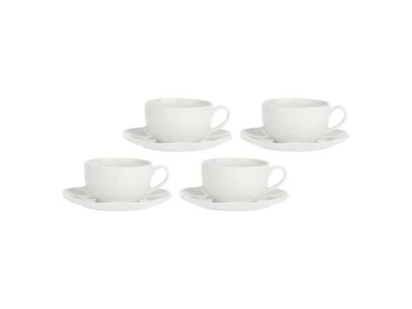 Set of 4 cups with saucer Villadeifiori - White, 450 ml