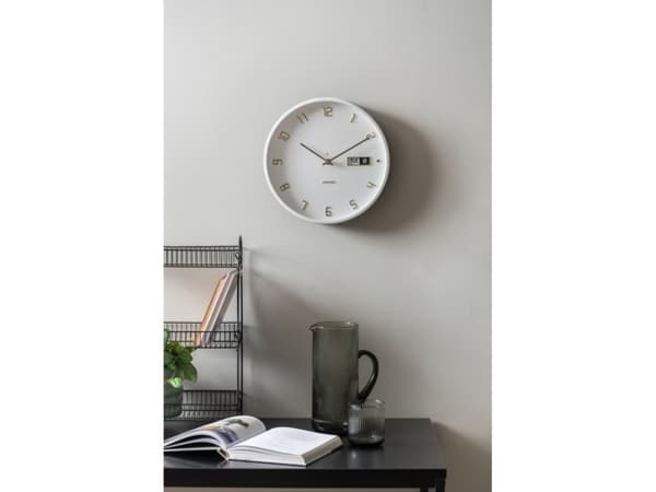 Karlsson Data Flip, Vegg, Analoge klokker, Sirkel, Hvit, Aluminium, Batteri