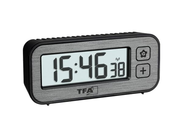 TFA Dostmann 60.2522.10 Radio Vækkeur Grå Alarmtider 1