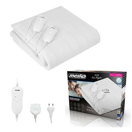 Mesko MS 7420 electric blanket Electric bed warmer 2x 60 W White, Polyester
