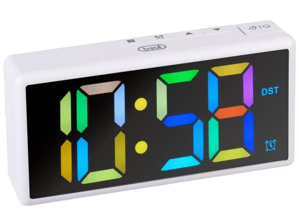 Trevi EC 886, Digital vekkerklokke, Rektangel, Hvit, 12/24h, LED, AC / batteri