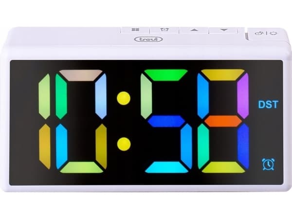 Trevi EC 886, Digital vekkerklokke, Rektangel, Hvit, 12/24h, LED, AC / batteri