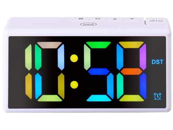 Trevi EC 886, Digital vekkerklokke, Rektangel, Hvit, 12/24h, LED, AC / batteri
