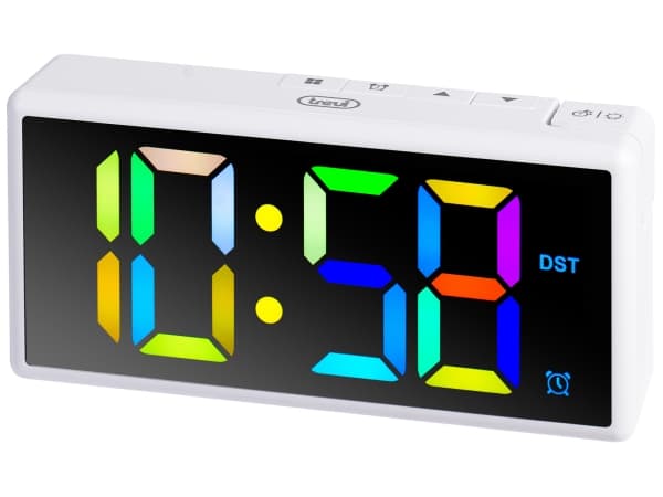 Trevi EC 886, Digital vekkerklokke, Rektangel, Hvit, 12/24h, LED, AC / batteri
