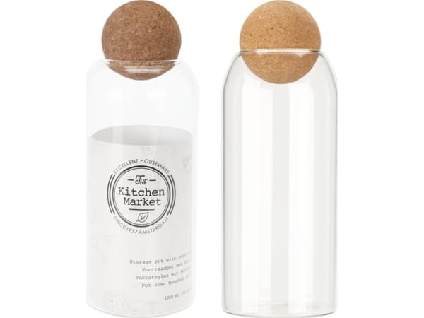 Excellent Houseware Glasbehållare med dekorativ propp