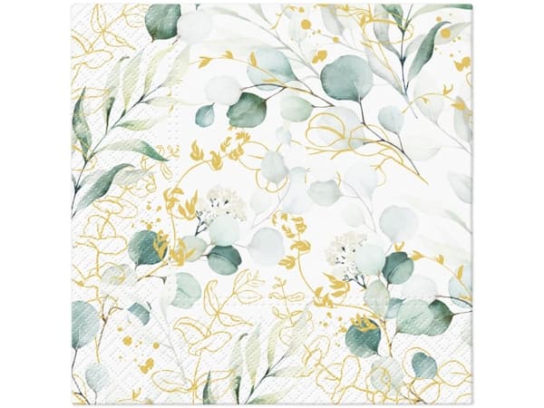 Paw Napkins Paper Gold Eucalyp 33X33cm 20Pcs