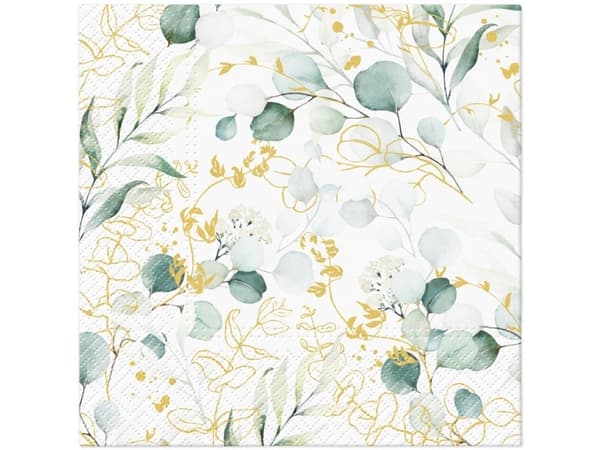 Paw Napkins Paper Gold Eucalyp 33X33cm 20Pcs